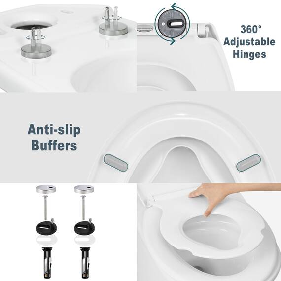 WOLTU Toilettendeckel mit Kindersitz, WC-Sitz mit Absenkautomatik, Toilettensitz für Familie, Klodeckel Klobrille mit Schnellverschluss, Montage von oben, O-Form, Weiß
