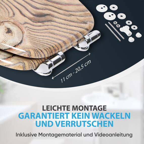 Sanilo WC Sitz mit Absenkautomatik, viele schöne Holz Toilettendeckel zur Auswahl, hochwertige und stabile Qualität (Grain)