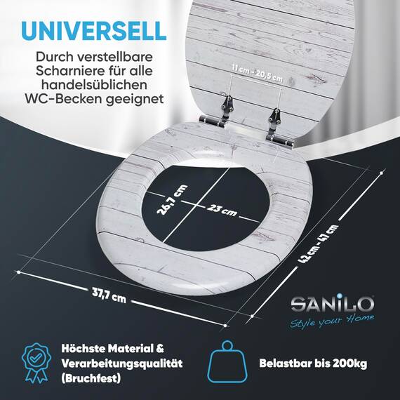 Sanilo WC Sitz mit Absenkautomatik, viele schöne Holz Toilettendeckel zur Auswahl, hochwertige und stabile Qualität (Timber)