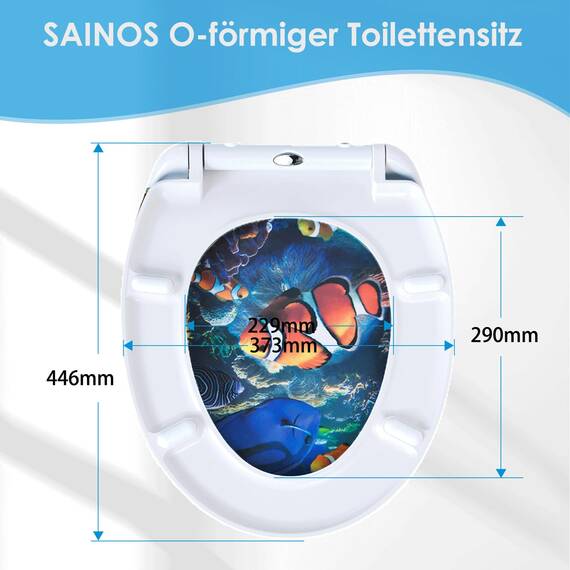 SINOBATH Design WC-Sitz mit Motiv, Soft-Close, Duroplast, Einfache Montage, Quick-Release, UV-beständig