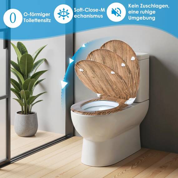 SINOBATH Design WC-Sitz mit Motiv, Soft-Close, Duroplast, Einfache Montage, Quick-Release, UV-beständig