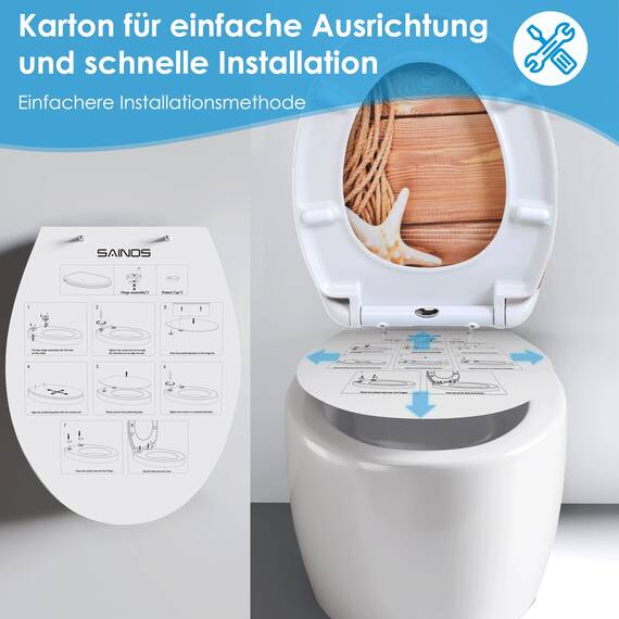 SINOBATH Design WC-Sitz mit Motiv, Soft-Close, Duroplast, Einfache Montage, Quick-Release, UV-beständig