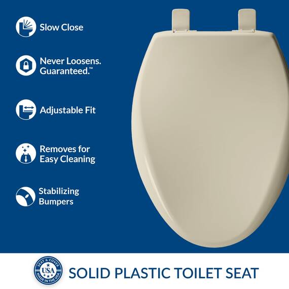 Mayfair 1887SLOW 006 Affinity WC-Sitz mit Absenkautomatik, der sich nie lockert und die perfekte Passform bietet Langlebiger, solider Kunststoff, Knochenfarben, Elongated