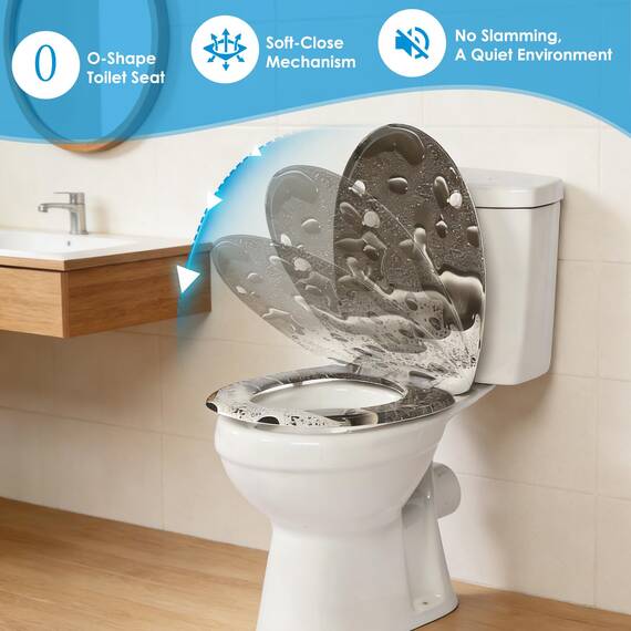 SINOBATH Design WC-Sitz mit Motiv, Soft-Close, Duroplast, Einfache Montage, Quick-Release, UV-beständig