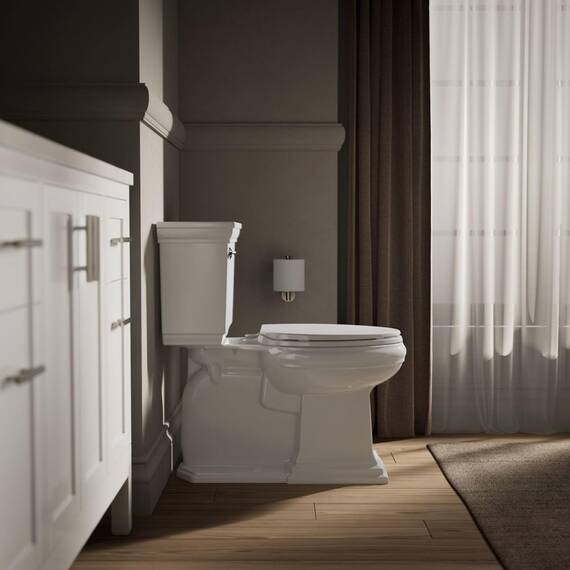 Kohler 20110-0 Brevia Toilettensitz, länglich, mit grifffesten Stoßstangen, leise, Befestigungsmaterial, Schnellverschluss-Scharniere, weiß