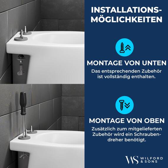 Wilford & Sons PREMIUM Toilettendeckel - WC Sitz mit Absenkautomatik - Klodeckel O-Form weiß - Hochwertige Klobrille, Toilettensitz Klo Deckel abnehmbar, Einfache Reinigung - Toilettenbrille Duroplast