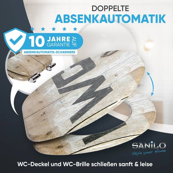 Sanilo WC Sitz mit Absenkautomatik, viele schöne Holz Toilettendeckel zur Auswahl, hochwertige und stabile Qualität (Old Style)