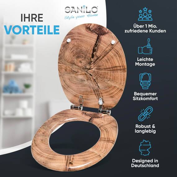 Sanilo WC Sitz mit Absenkautomatik, viele schöne Holz Toilettendeckel zur Auswahl, hochwertige und stabile Qualität (Old Tree)