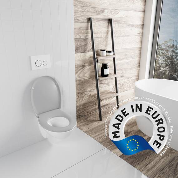 LUVETT® C770 Toilettendeckel mit Absenkautomatik Oval Grau - SoftClose Klodeckel Abnehmbar - Klobrille aus Antibakteriellem Duroplast - WC Sitz 3in1 Befestigung Inkl. - Toilettensitz Made in EU