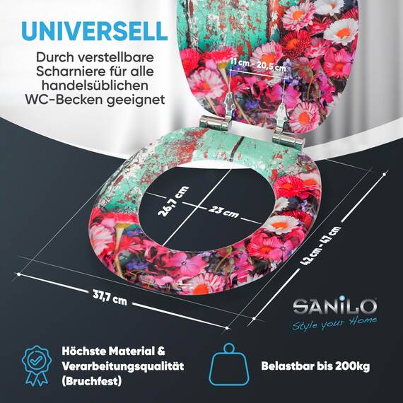 Sanilo WC Sitz mit Absenkautomatik, viele schöne Holz Toilettendeckel zur Auswahl, hochwertige und stabile Qualität (Spring)