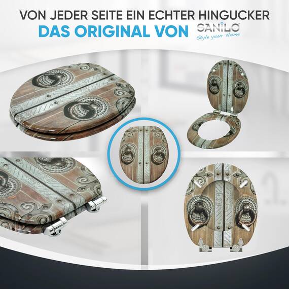 Sanilo WC Sitz mit Absenkautomatik, viele schöne Holz Toilettendeckel zur Auswahl, hochwertige und stabile Qualität (Door)