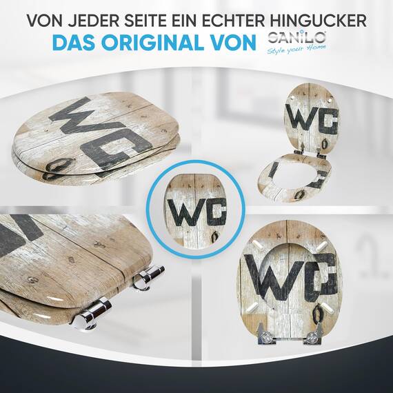 Sanilo WC Sitz mit Absenkautomatik, viele schöne Holz Toilettendeckel zur Auswahl, hochwertige und stabile Qualität (Old Style)