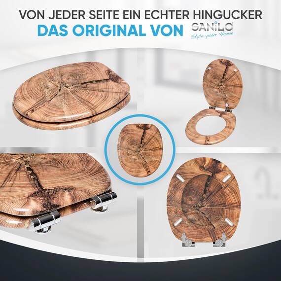 Sanilo WC Sitz mit Absenkautomatik, viele schöne Holz Toilettendeckel zur Auswahl, hochwertige und stabile Qualität (Old Tree)