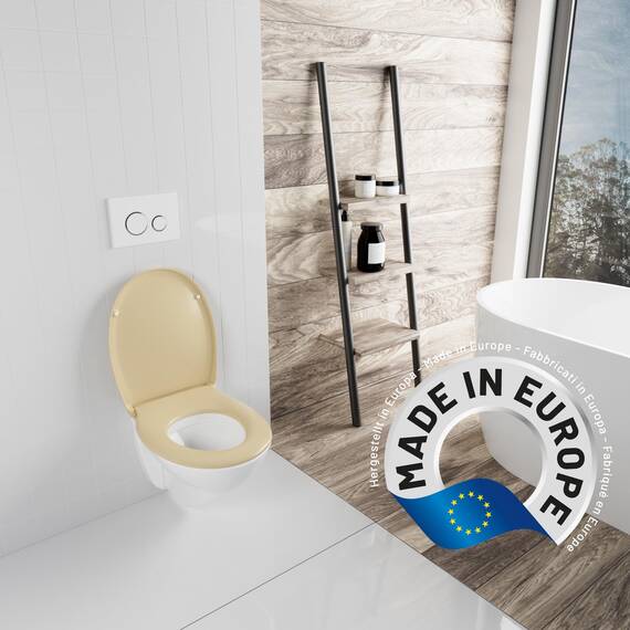 LUVETT® C770 Toilettendeckel mit Absenkautomatik Oval Beige - SoftClose Klodeckel Abnehmbar - Klobrille aus Antibakteriellem Duroplast - WC Sitz 3in1 Befestigung Inkl. - Toilettensitz Made in EU