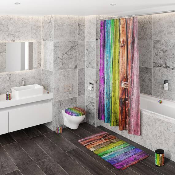 Sanilo WC Sitz mit Absenkautomatik, viele schöne Holz Toilettendeckel zur Auswahl, hochwertige und stabile Qualität (Rainbow)
