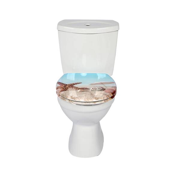 SINOBATH Design WC-Sitz mit Motiv, Soft-Close, Duroplast, Einfache Montage, Quick-Release, UV-beständig