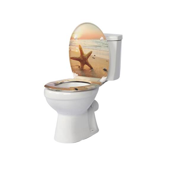 SINOBATH Design WC-Sitz mit Motiv, Soft-Close, Duroplast, Einfache Montage, Quick-Release, UV-beständig