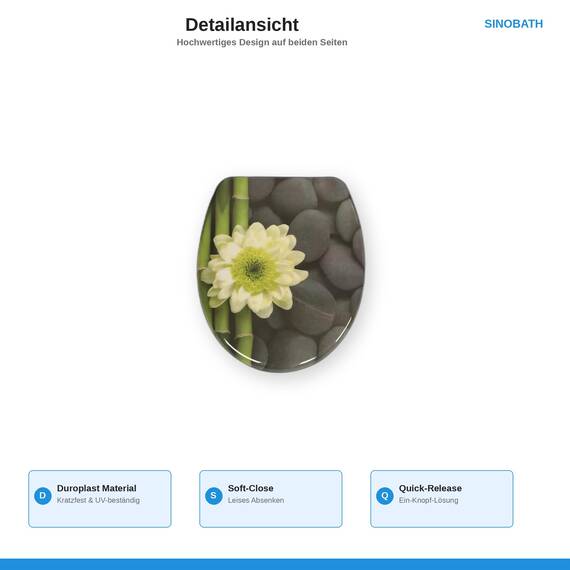 SINOBATH Design WC-Sitz mit Motiv, Soft-Close, Duroplast, Einfache Montage, Quick-Release, UV-beständig