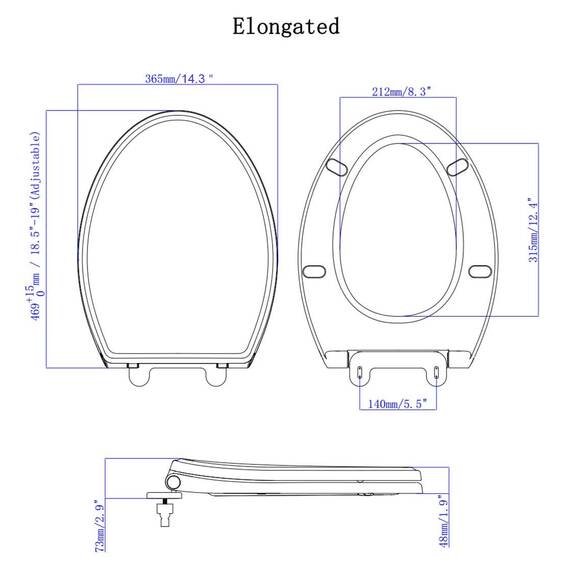 Hibbent Premium One-Klick-WC-Sitz mit Deckel (oval), einfache Installation und Schnellverschluss für einfache Reinigung, stabiles Scharnier-Design, um ein Verschieben zu verhindern, sanft geschlossen,