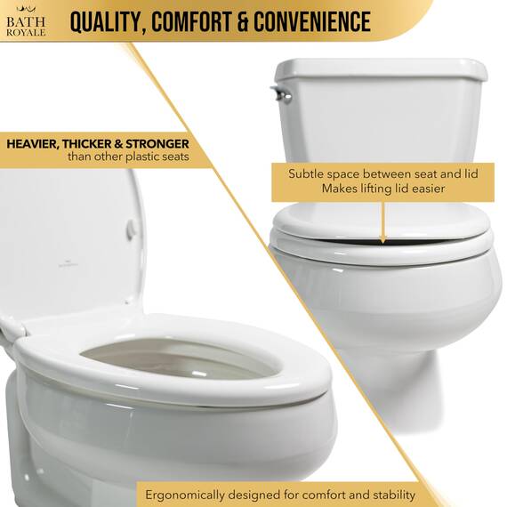 Bath Royale Toilettensitz, länglich, mit Abdeckung, BR501-02, Absenkautomatik, strapazierfähig, bequem, schmutzabweisend und leicht sauber zu halten, passend für alle WC-Marken, Executive-Serie