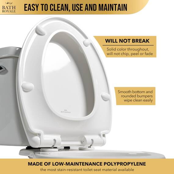 Bath Royale Toilettensitz, länglich, mit Abdeckung, BR501-02, Absenkautomatik, strapazierfähig, bequem, schmutzabweisend und leicht sauber zu halten, passend für alle WC-Marken, Executive-Serie