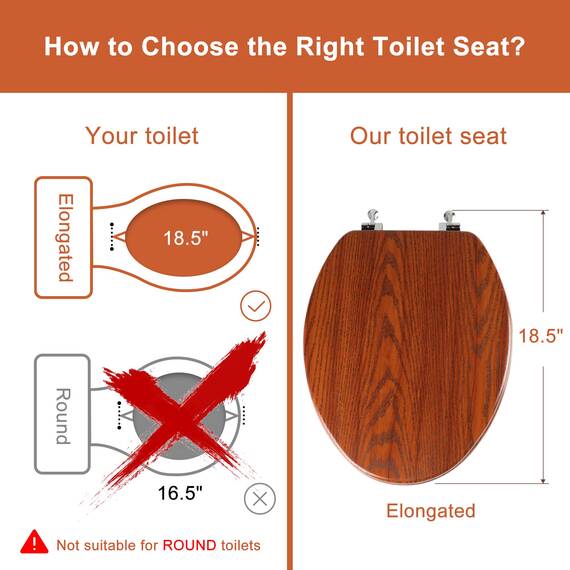 Angol Shiold Toilettensitz aus geformtem Holz mit Scharnieren aus Zinklegierung, einfach zu installieren, auch leicht zu reinigen, kein Einklemmen aus Holz, länglich, bräunliches Gelb