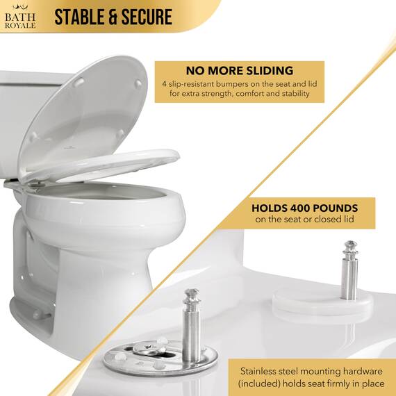 Bath Royale Toilettensitz, länglich, mit Abdeckung, BR501-02, Absenkautomatik, strapazierfähig, bequem, schmutzabweisend und leicht sauber zu halten, passend für alle WC-Marken, Executive-Serie