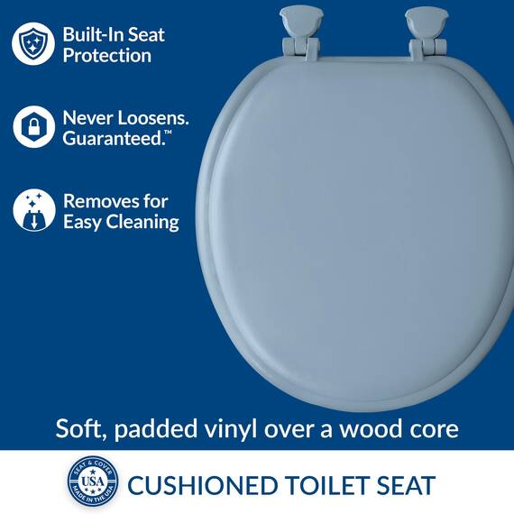 Mayfair 815EC 034 Toilettensitz, abnehmbar, weich, der sich nie löst, Himmelblau, rund