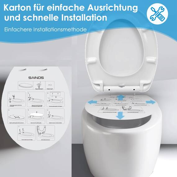 SINOBATH O-förmiger Premium-Duroplast Toilettensitz mit Edelstahl-Scharnieren & Sanftschließ-Funktion