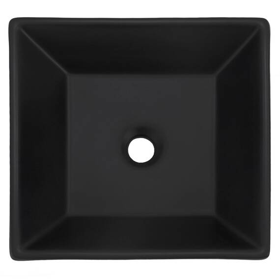 ML-Design Waschbecken aus Keramik in Schwarz matt 41x41x12 cm Quadratisch, Moderne Aufsatzwaschbecken, Design Waschtisch Aufsatz-Waschschale Waschplatz Handwaschbecken, für das Badezimmer und Gäste-WC