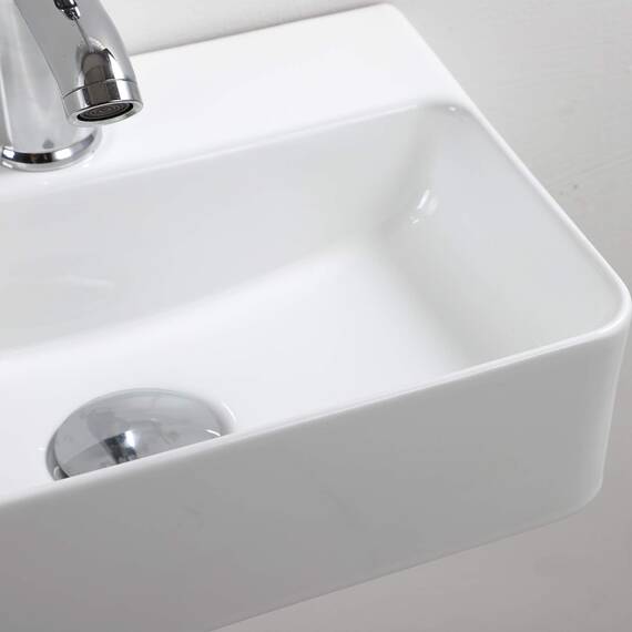XIFIRY Kompaktes rechteckiges weißes Keramik-Waschbecken, kleines Badezimmer-Wandmontage-Waschbecken, 365 x 250 x 105 mm (Stil 1)