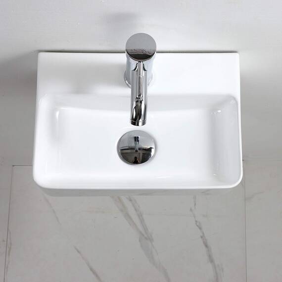 XIFIRY Kompaktes rechteckiges weißes Keramik-Waschbecken, kleines Badezimmer-Wandmontage-Waschbecken, 365 x 250 x 105 mm (Stil 1)