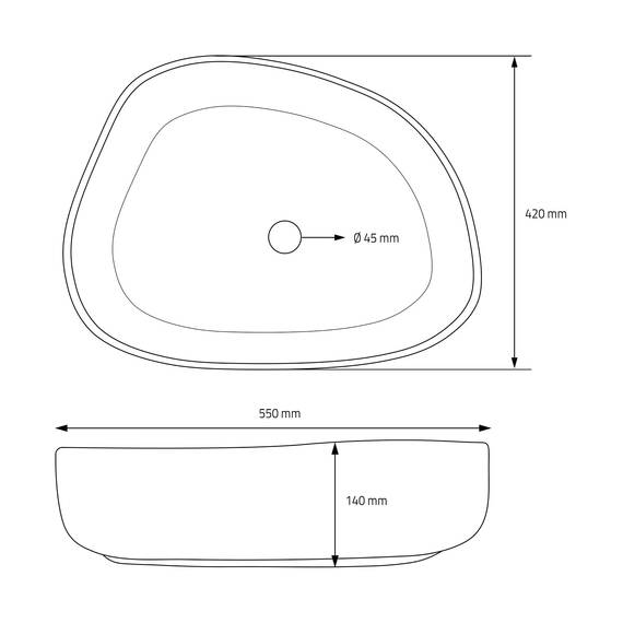 ML-Design Waschbecken aus Keramik in Weiß 55x42x18 cm Oval inkl. Ablaufgarnitur, Moderne Aufsatzwaschbecken, Design Waschtisch Aufsatz-Waschschale Waschplatz Handwaschbecken, für Badezimmer/Gäste-WC