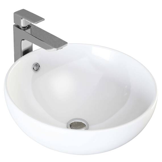 VILSTEIN® Keramik Waschbecken Oval [44CM] - Aufsatzwaschbecken Oval - Waschbecken Rund für Badezimmer & Gäste WC - Aufsatzwaschbecken Rund mit Überlauf - Handwaschbecken für Waschtisch - Bathroom Sink