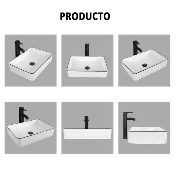 YU YUSING Aufsatzwaschbecken Keramik Waschbecken Bad Waschtisch, Rechteckig Handwaschbecken Waschschale mit Wasserhahn Set, Waschplätze für Badezimmer Küche Gäste WC, Weiß, 51 x 34.5 x 11 cm