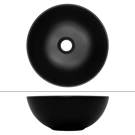 ML-Design Waschbecken aus Keramik in Schwarz Matt, Ø 32x13,5 cm, Runde Aufsatzwaschbecken, Moderne Waschtisch, Waschschale mit Abflussloch, Waschplatz Handwaschbecken, für das Badezimmer und Gäste-WC