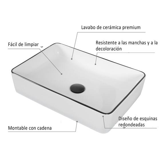 YU YUSING Aufsatzwaschbecken Keramik Waschbecken Bad Waschtisch, Rechteckig Handwaschbecken Waschschale mit Wasserhahn Set, Waschplätze für Badezimmer Küche Gäste WC, Weiß, 51 x 34.5 x 11 cm