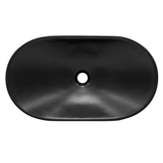 ML-Design Waschbecken aus Keramik in Schwarz matt 63 x 36 x 15,5 cm, Ovale Aufsatzwaschbecken, Moderne Waschtisch, Waschschale mit Abflussloch, Waschplatz Handwaschbecken, für Badezimmer/Gäste-WC