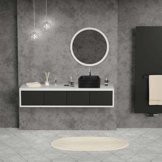 ML-Design Waschbecken aus Keramik in Schwarz matt 39x39x15 cm Quadratisch, Moderne Aufsatzwaschbecken, Design Waschtisch Aufsatz-Waschschale Waschplatz Handwaschbecken, für das Badezimmer und Gäste-WC