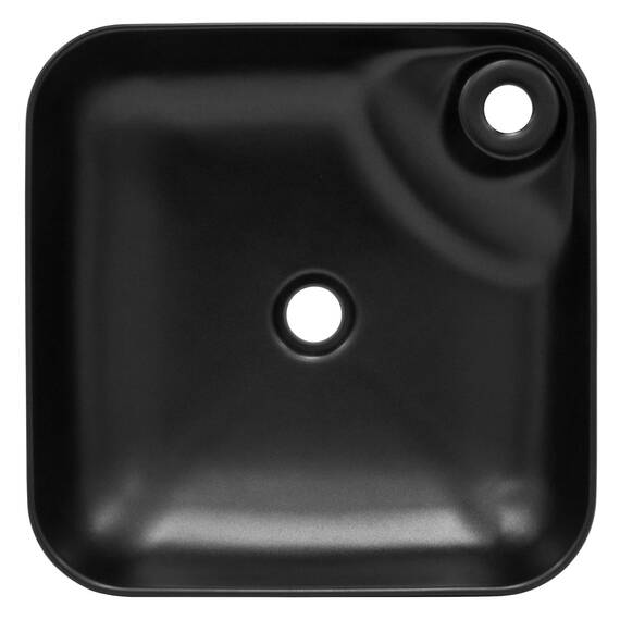 ML-Design Waschbecken aus Keramik Schwarz 43x43x12 cm, Abgerundeten Ecken, Aufsatzwaschbecken, Moderne Waschtisch, Waschschale mit Abflussloch, Waschplatz Handwaschbecken, für Badezimmer/Gäste-WC