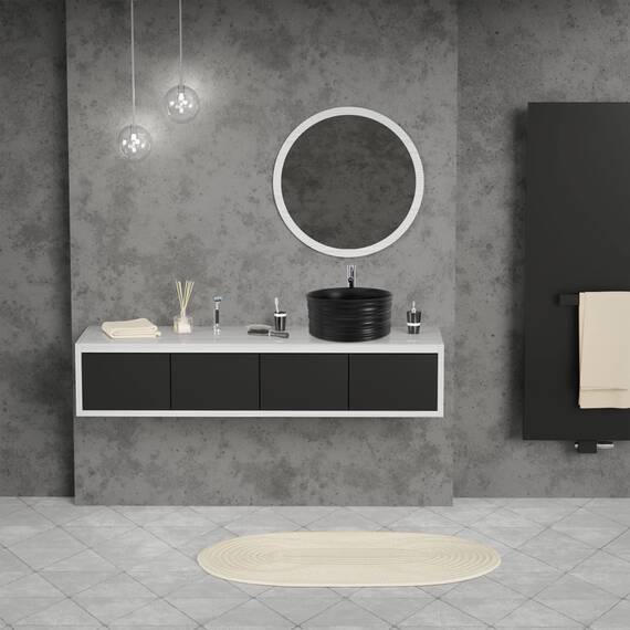 ML-Design Waschbecken aus Keramik in Schwarz matt Ø 41 x 18 cm Rund, Moderne Aufsatzwaschbecken, Design Waschtisch Aufsatz-Waschschale Waschplatz Handwaschbecken, für das Badezimmer und Gäste-WC