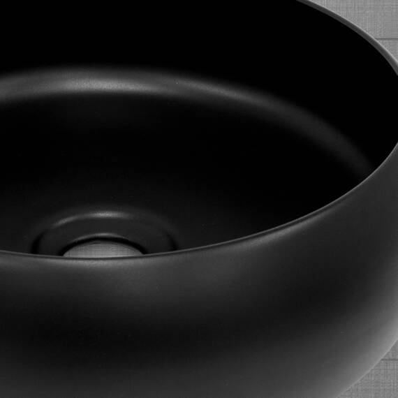 ML-Design Waschbecken aus Keramik in Schwarz Matt, Ø 35x12 cm, Runde Aufsatzwaschbecken, Moderne Waschtisch, Waschschale mit Abflussloch, Waschplatz Handwaschbecken, für das Badezimmer und Gäste-WC