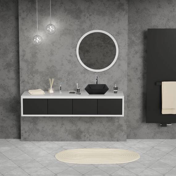 ML-Design Waschbecken aus Keramik in Schwarz matt 41x41x12 cm Quadratisch, Moderne Aufsatzwaschbecken, Design Waschtisch Aufsatz-Waschschale Waschplatz Handwaschbecken, für das Badezimmer und Gäste-WC