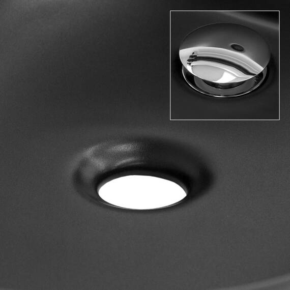 ML-Design Waschbecken aus Keramik in Schwarz matt Ø 415 x 135 mm, Runde Aufsatzwaschbecken, Moderne Waschtisch, Waschschale mit Abflussloch, Waschplatz Handwaschbecken, für Badezimmer/Gäste-WC