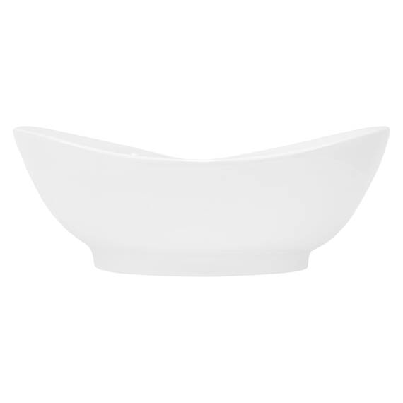 ML-Design Waschbecken Keramik in Weiß glänzend 59x20,5x39,5 cm, inkl. Ablaufgarnitur, Ovale Aufsatzwaschbecken mit Überlauf, Moderne Waschtisch, Waschschale Waschplatz Handwaschbecken, für Badezimmer