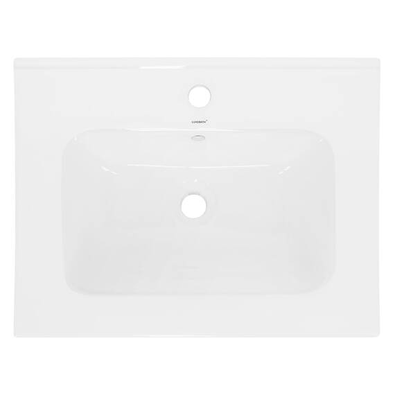 ML-Design Waschbecken aus Keramik Weiß 61x16,5x46 cm Eckig, Einbauwaschbecken mit Hahnloch und Überlauf, Aufsatzwaschbecken Einbauwaschtisch Waschschale Waschplatz Handwaschbecken, für das Badezimmer