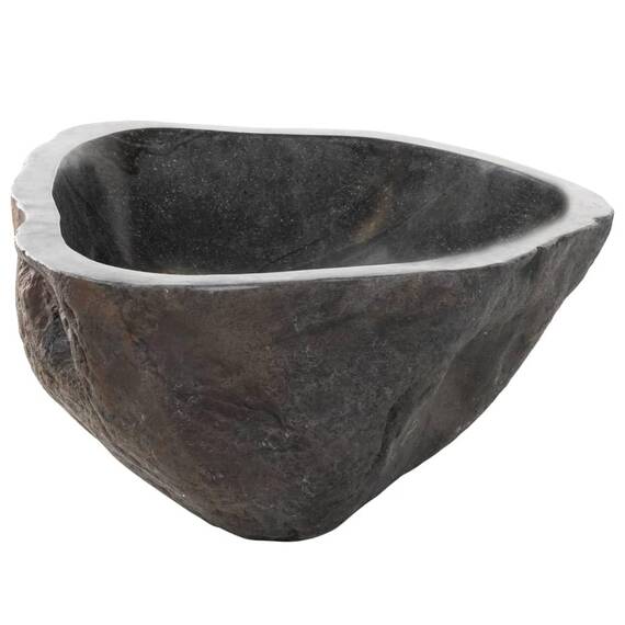 vidaXL Waschbecken Flussstein Naturstein Aufsatzwaschbecken Waschschale Waschtisch Handwaschbecken Bad Waschplatz Badezimmer Oval 37-46cm