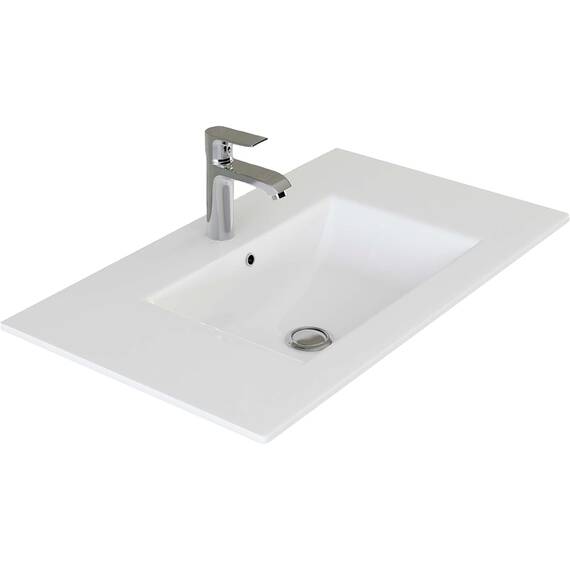 VILSTEIN® Keramik Waschbecken Eckig [80CM] - Aufsatz - & Einbauwaschbecken für Badezimmer & Gäste WC - Einbauwaschbecken Bad - Waschbecken Einsatz - Handwaschbecken für Waschtisch - Bathroom Sink