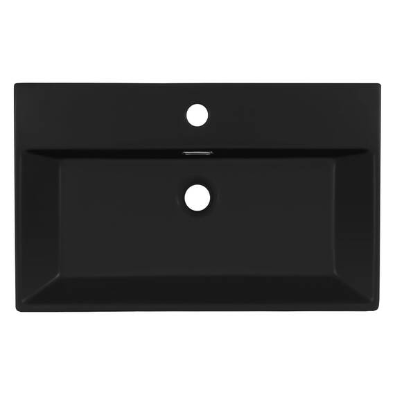 ML-Design Waschbecken zur Wandmontage oder als Aufsatzwaschbecken mit Hahnloch, 60x36,5x13 cm, aus Keramik, Schwarz matt, Hängewaschbecken Waschtisch Aufsatzbecken Handwaschbecken Waschschale Becken