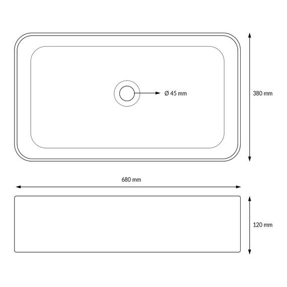 ML-Design Waschbecken aus Keramik in Weiß 68x38x12 cm Eckig inkl. Ablaufgarnitur, Moderne Aufsatzwaschbecken, Design Waschtisch Aufsatz-Waschschale Waschplatz Handwaschbecken, für Badezimmer/Gäste-WC